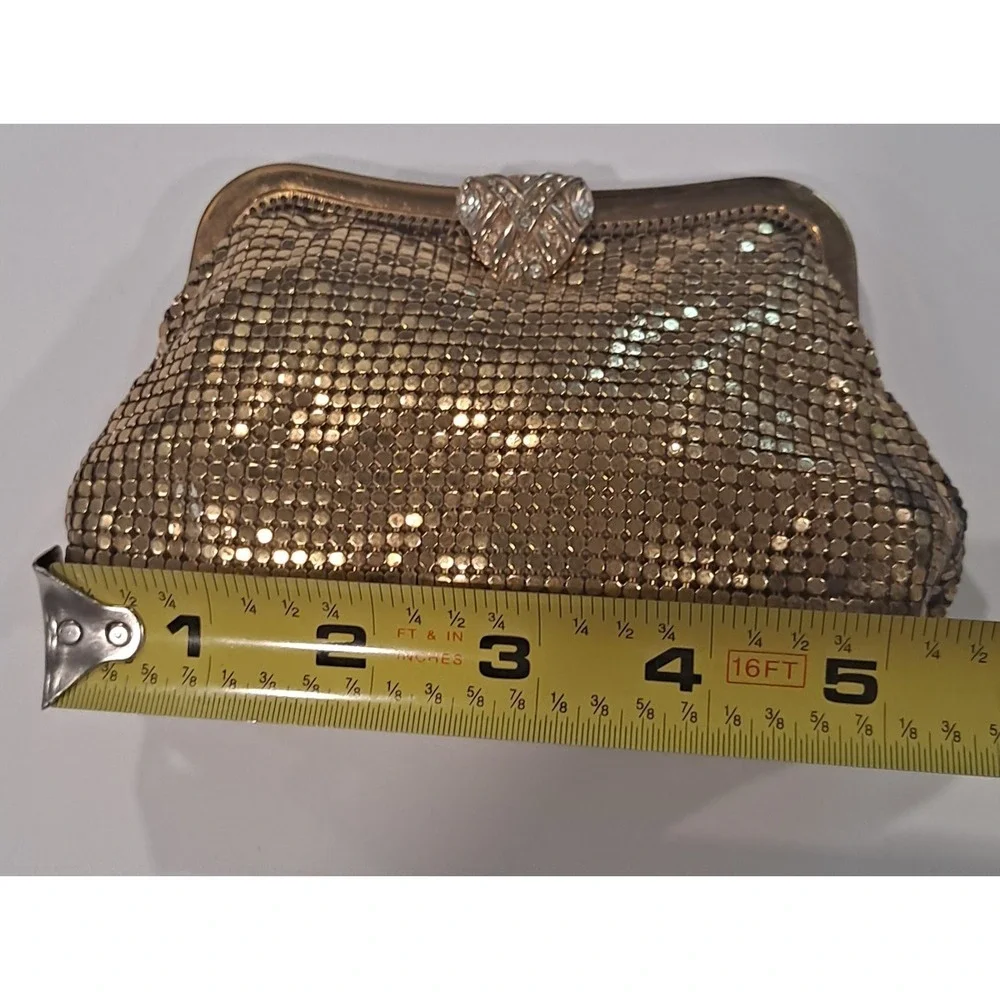 Vintage Whiting & Davis Gold Deco Mesh‎ Bag Purse Jeweled Clasp
